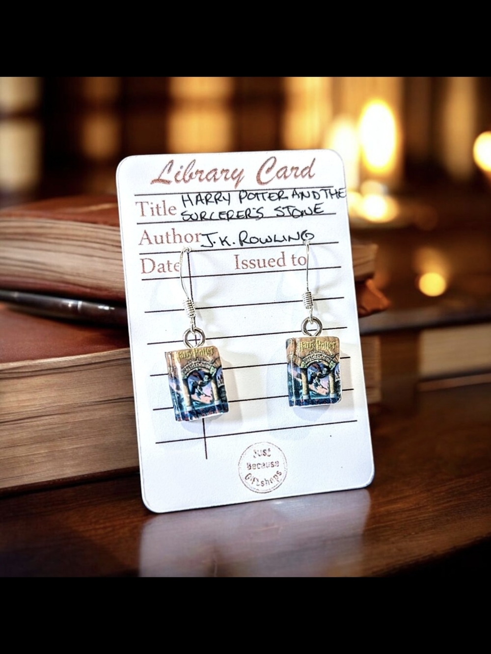 Harry Potter And The Sorcerer's Stone Book Cover Charm Dangle Earrings